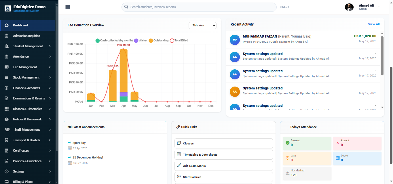 EduDigitize — Dashboard Overview
