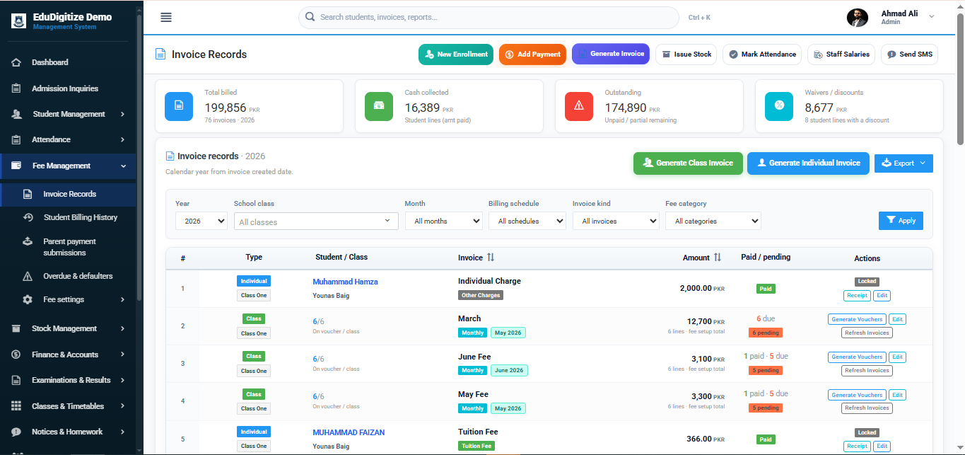 EduDigitize — Invoices