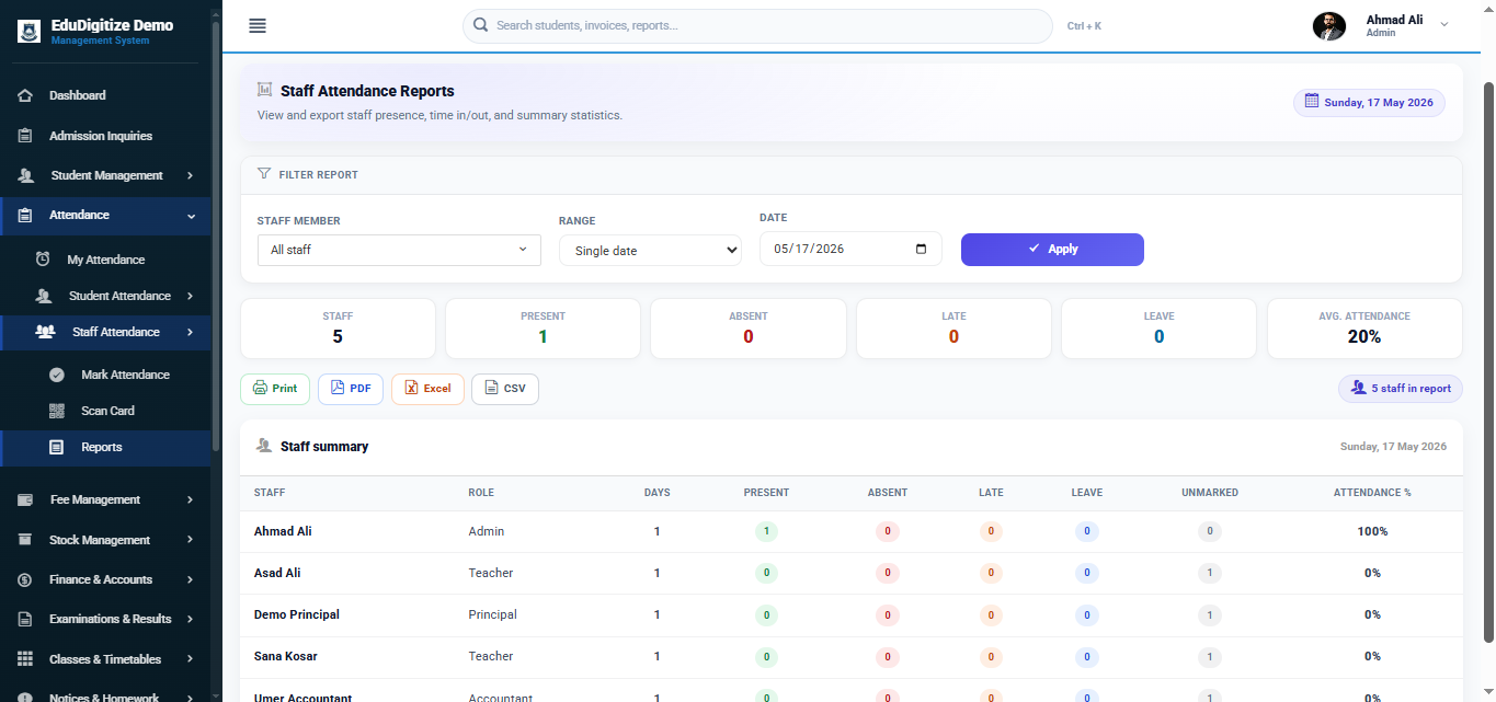 EduDigitize — Attendance