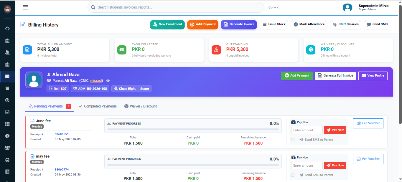 EduDigitize — Student Billing
